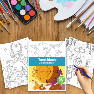 50 Tarot Magic Printable Coloring Pages For Kids & Adults (INSTANT DOWNLOAD)