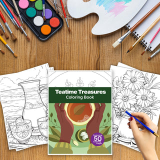 50 Teatime Treasure Printable Coloring Pages For Kids & Adults (INSTANT DOWNLOAD)