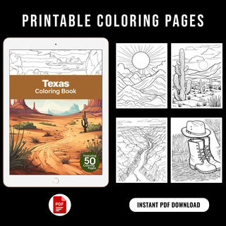 50 Amazing Texas Printable Coloring Pages For Kids & Adults (INSTANT DOWNLOAD)