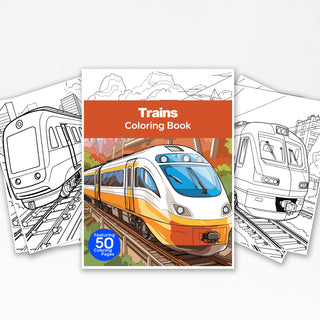 50 Exciting Train Printable Coloring Pages For Kids & Adults (INSTANT DOWNLOAD)