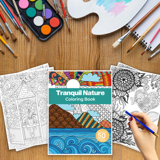 50 Tranquil Nature Printable Coloring Pages For Kids & Adults (INSTANT DOWNLOAD)