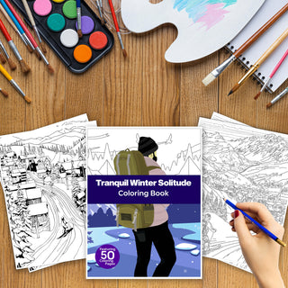50 Tranquil Winter Solitude Printable Coloring Pages For Kids & Adults (INSTANT DOWNLOAD)