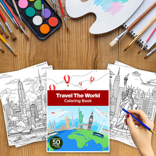 50 Wanderlust Travel Printable Coloring Pages For Kids & Adults (INSTANT DOWNLOAD)