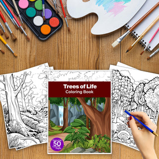 50 Majestic Tree Printable Coloring Pages For Kids & Adults (INSTANT DOWNLOAD)