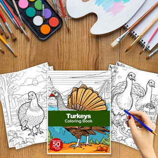 50 Festive Turkey Printable Coloring Pages For Kids & Adults (INSTANT DOWNLOAD)