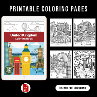 50 Amazing UK Printable Coloring Pages For Kids & Adults (INSTANT DOWNLOAD)