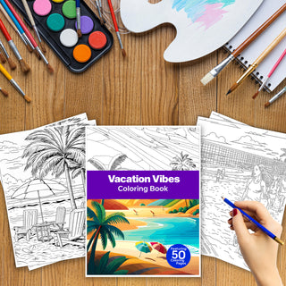 50 Vacation Vibes Printable Coloring Pages For Kids & Adults (INSTANT DOWNLOAD)