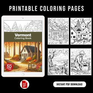 50 Best Vermont Printable Coloring Pages For Kids & Adults (INSTANT DOWNLOAD)