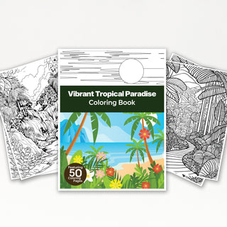 50 Vibrant Tropical Paradise Printable Coloring Pages For Kids & Adults (INSTANT DOWNLOAD)