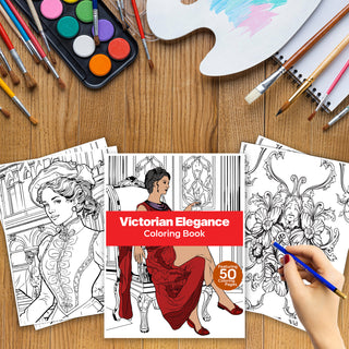 50 Victorian Elegance Printable Coloring Pages For Kids & Adults (INSTANT DOWNLOAD)