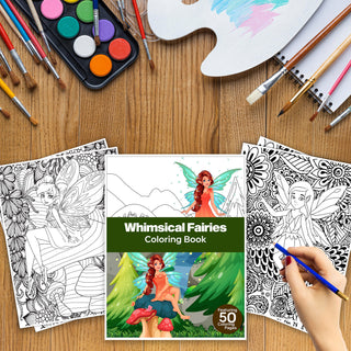 50 Whimsical Fairy Printable Coloring Pages For Kids & Adults (INSTANT DOWNLOAD)