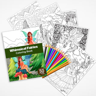 50 Whimsical Fairy Printable Coloring Pages For Kids & Adults (INSTANT DOWNLOAD)
