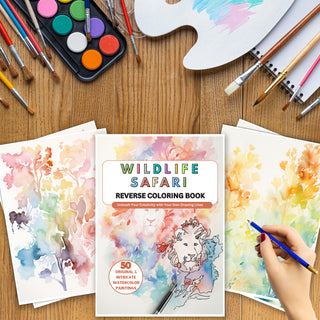 50 Wildlife Safari Printable Reverse Coloring Pages For Kids And Adults [INSTANT DOWNLOAD]