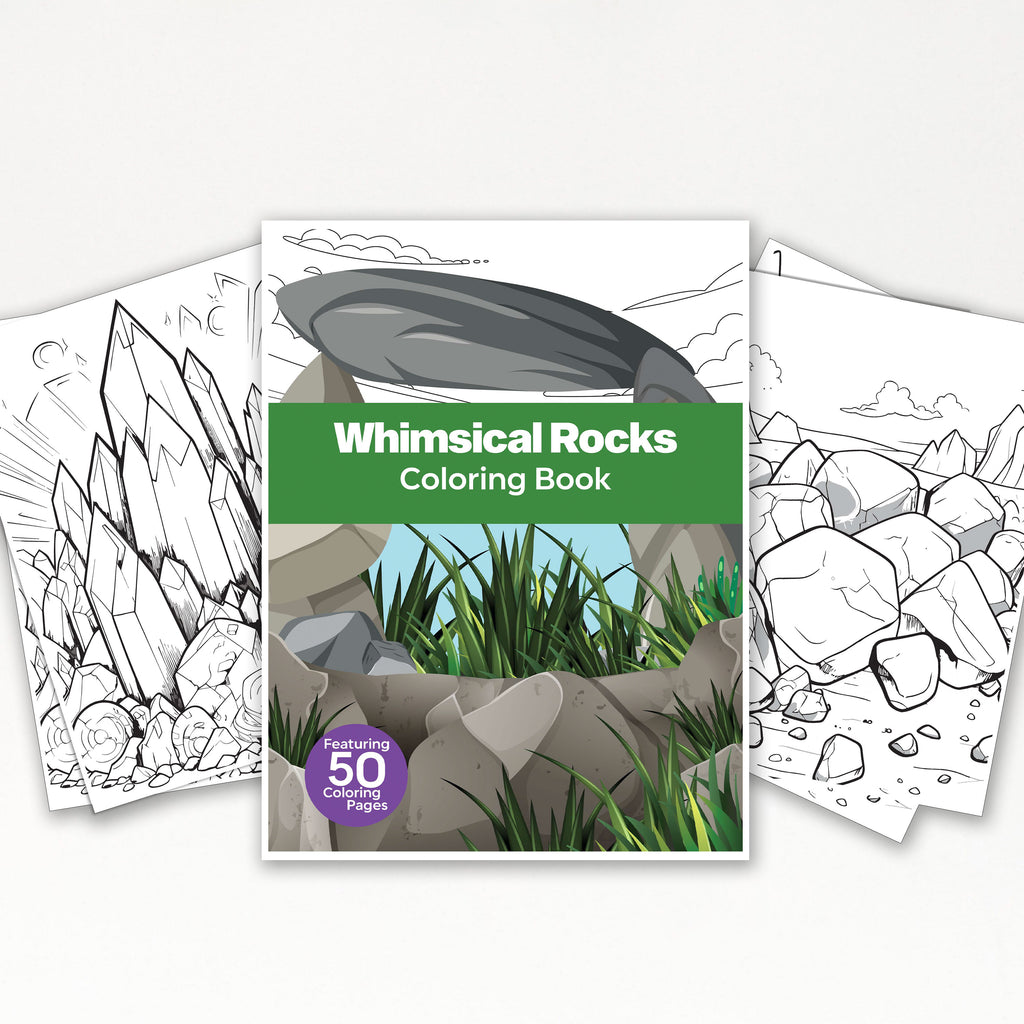 Colorful Rocks Pages 50 Whimsical Rock Coloring Pages For kids & Adults (INSTANT DOWNLOAD ...