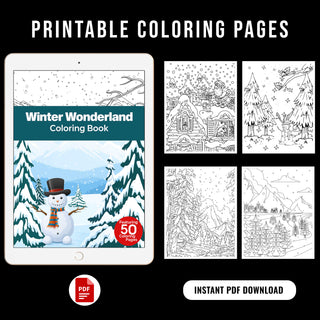 50 Winter Wonderland Printable Coloring Pages For Kids & Adults (INSTANT DOWNLOAD)