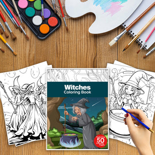 50 Mystical Witches Printable Coloring Pages For Kids & Adults (INSTANT DOWNLOAD)