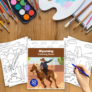 50 Amazing Wyoming Printable Coloring Pages For Kids & Adults (INSTANT DOWNLOAD)