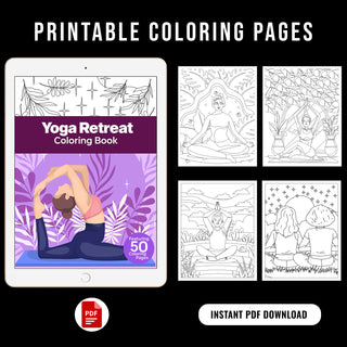 50 Yoga Retreat Printable Coloring Pages For Kids & Adults (INSTANT DOWNLOAD)