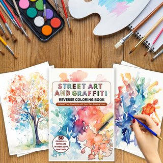 50 Street Art And Graffiti Printable Reverse Coloring Pages For Kids And Adults [INSTANT DOWNLOAD]