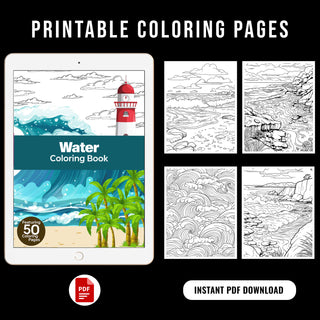 50 Serene Water Printable Coloring Pages For Kids & Adults (INSTANT DOWNLOAD)