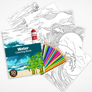 50 Serene Water Printable Coloring Pages For Kids & Adults (INSTANT DOWNLOAD)