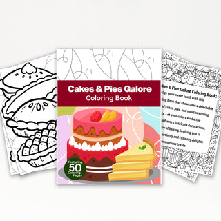 50 Delectable Cake & Pie Printable Coloring Pages For Kids & Adults (INSTANT DOWNLOAD)