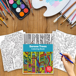 50 Serene Tree Printable Coloring Pages For Kids & Adults (INSTANT DOWNLOAD)