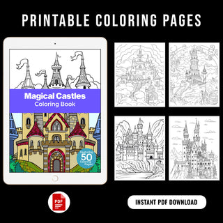 50 Magical Castle Printable Coloring Pages For Kids & Adults (INSTANT DOWNLOAD)