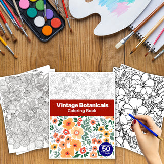 50 Vintage Botanical Printable Coloring Pages For Kids & Adults (INSTANT DOWNLOAD)