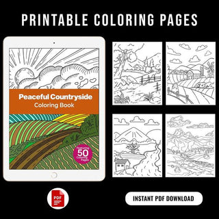 50 Peaceful Countryside Printable Coloring Pages For Kids & Adults (INSTANT DOWNLOAD)