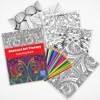 50 Abstract Art Therapy Printable Coloring Pages For Kids & Adults (INSTANT DOWNLOAD)