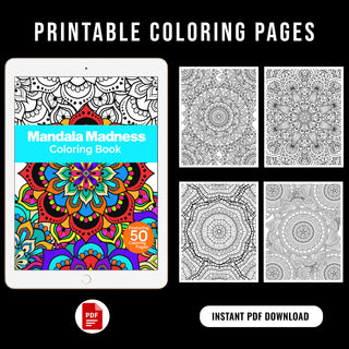 50 Mandala Madness Printable Coloring Pages For Kids & Adults (INSTANT DOWNLOAD)