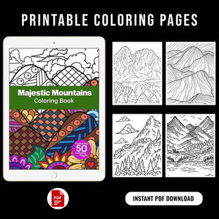 50 Majestic Mountain Printable Coloring Pages For Kids & Adults (INSTANT DOWNLOAD)