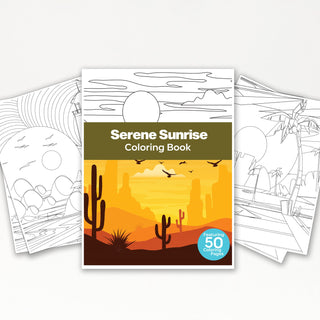 50 Serene Sunrise Printable Coloring Pages For Kids & Adults (INSTANT DOWNLOAD)