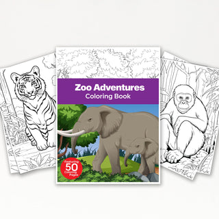 50 Zoo Adventure Printable Coloring Pages For Kids & Adults (INSTANT DOWNLOAD)