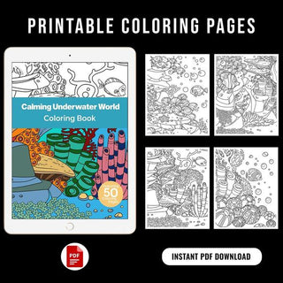 50 Calming Underwater World Printable Coloring Pages For Kids & Adults (INSTANT DOWNLOAD)