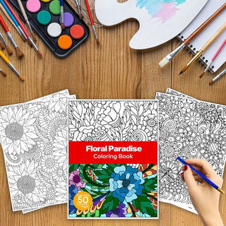 50 Floral Paradise Printable Coloring Pages For Kids & Adults (INSTANT DOWNLOAD)