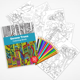 50 Serene Tree Printable Coloring Pages For Kids & Adults (INSTANT DOWNLOAD)