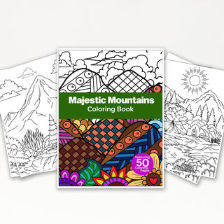 50 Majestic Mountain Printable Coloring Pages For Kids & Adults (INSTANT DOWNLOAD)