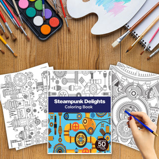 50 Delightful Steampunk Printable Coloring Pages For Kids & Adults (INSTANT DOWNLOAD)