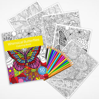 50 Whimsical Butterfly Printable Coloring Pages For Kids & Adults (INSTANT DOWNLOAD)