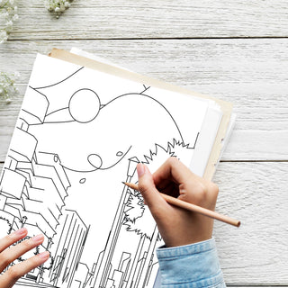 50 Serene Cityscape Printable Coloring Pages For Kids & Adults (INSTANT DOWNLOAD)