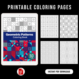 50 Mesmerizing Geometric Pattern Printable Coloring Pages For Kids & Adults (INSTANT DOWNLOAD)