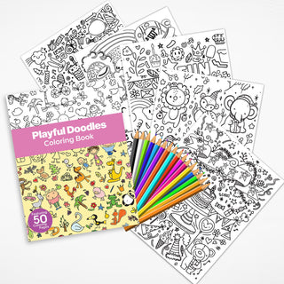 50 Playful Doodle Printable Coloring Pages For Kids & Adults (INSTANT DOWNLOAD)