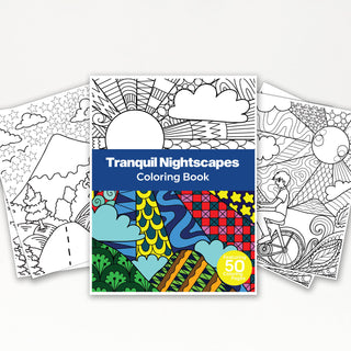 50 Tranquil Nightscape Printable Coloring Pages For Kids & Adults (INSTANT DOWNLOAD)