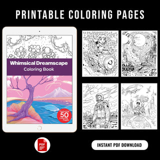 50 Whimsical Dreamscape Printable Coloring Pages For Kids & Adults (INSTANT DOWNLOAD)