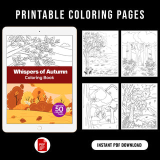 50 Festive Autumn Printable Coloring Pages For Kids & Adults (INSTANT DOWNLOAD)