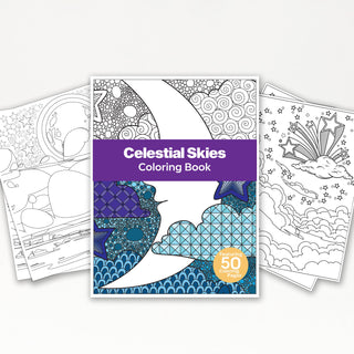 50 Celestial Skies Printable Coloring Pages For Kids & Adults (INSTANT DOWNLOAD)
