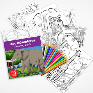 50 Zoo Adventure Printable Coloring Pages For Kids & Adults (INSTANT DOWNLOAD)