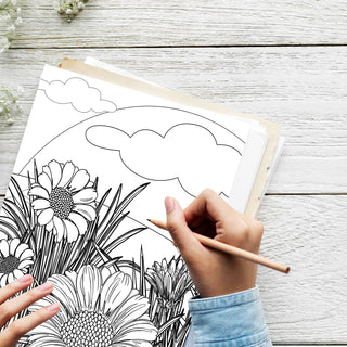 50 Peaceful Meadow Bloom Printable Coloring Pages For Kids & Adults (INSTANT DOWNLOAD)